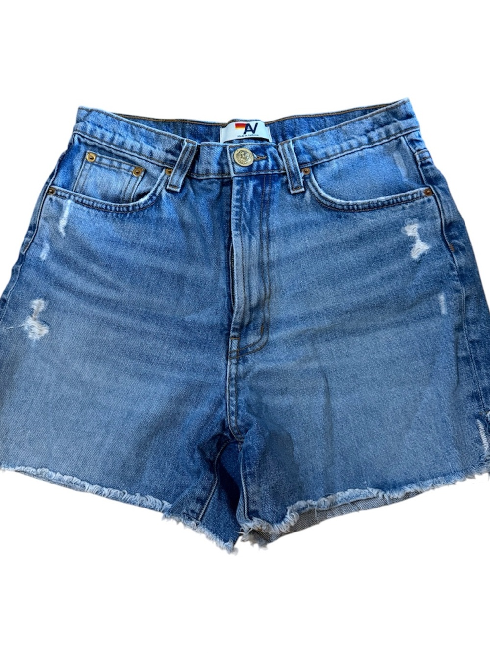 Aviator Nation HI RISE SKATER CUTOFF RAINBOW BACK POCKET - SUPER LIGHT - Picture 6 of 7